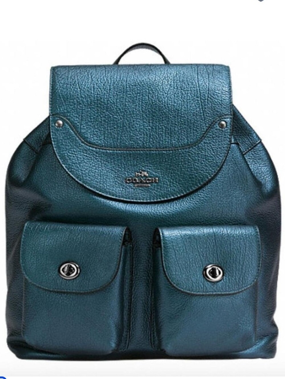 Coach Mickey Backpack Grain Leather Antique Nickel/ Metallic Blue